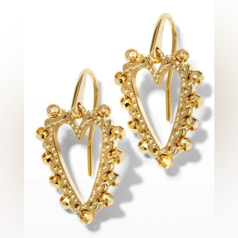 kendra scott beaded ansley heart open frame earrings